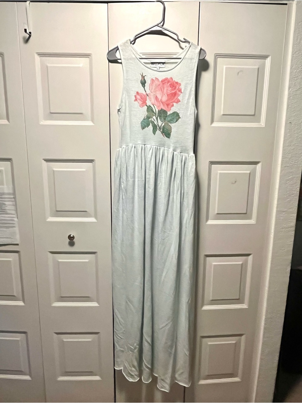 Wildfox white maxi dress pink rose floral small
